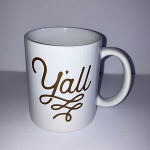 White and Gold‎ Mug with 'Y'all' Design